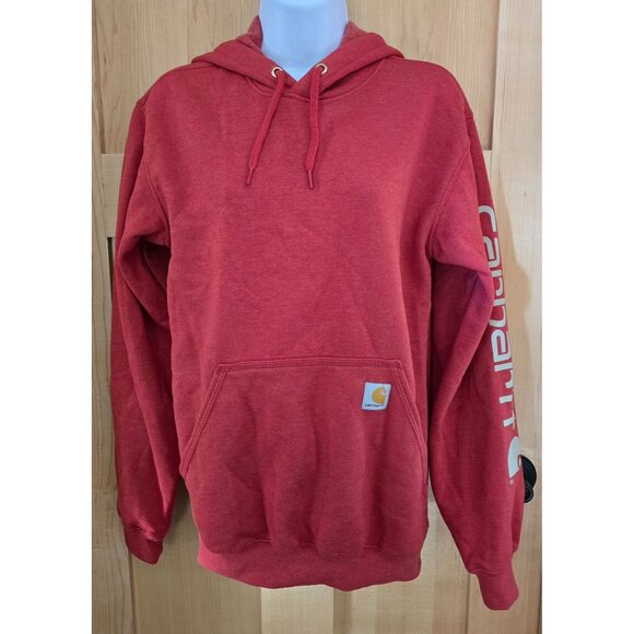 Carhartt Red Loose Fit Hoodie XS Sweatshirt With Kangaroo Pocket & Sleeve Logo - Picture 4 of 7